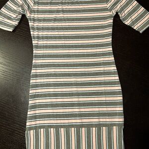 LuLaRoe Striped Mini Dress - Pink, Gray, White